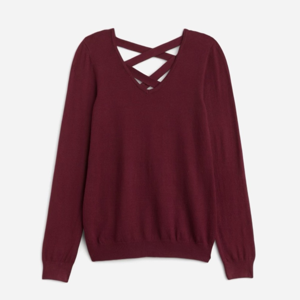 NWOT Love Ellie Lattice Back Sweater